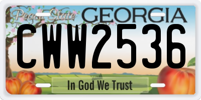 GA license plate CWW2536