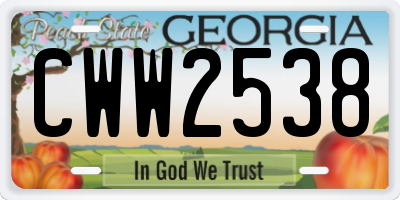 GA license plate CWW2538