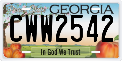 GA license plate CWW2542