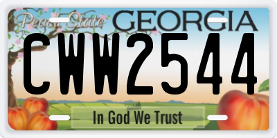 GA license plate CWW2544