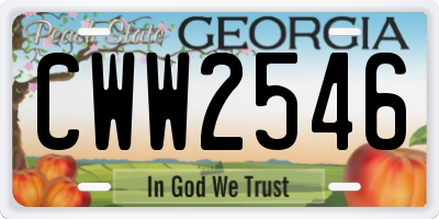 GA license plate CWW2546