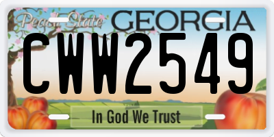GA license plate CWW2549