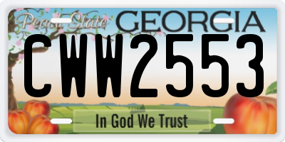 GA license plate CWW2553