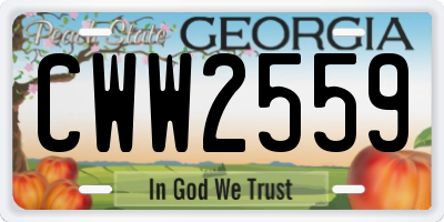 GA license plate CWW2559