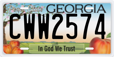 GA license plate CWW2574