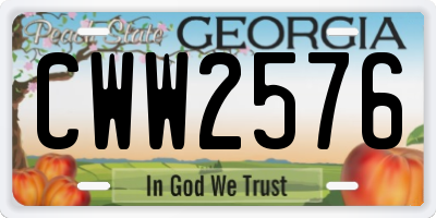 GA license plate CWW2576