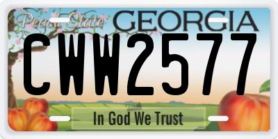 GA license plate CWW2577