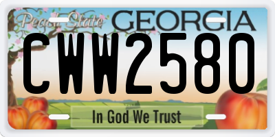 GA license plate CWW2580