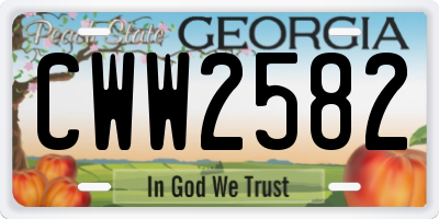 GA license plate CWW2582