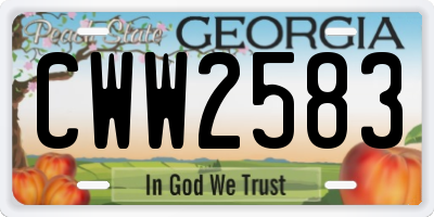 GA license plate CWW2583