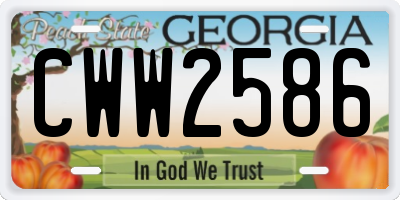 GA license plate CWW2586