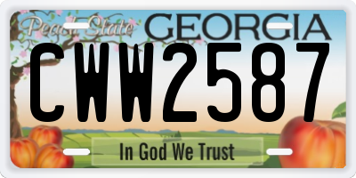 GA license plate CWW2587
