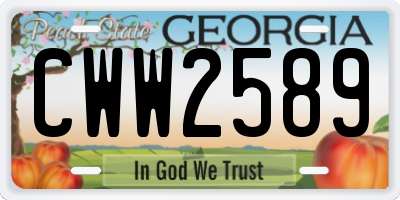 GA license plate CWW2589