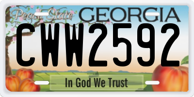 GA license plate CWW2592