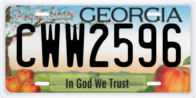 GA license plate CWW2596