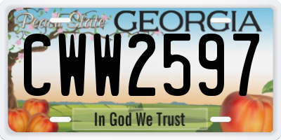 GA license plate CWW2597