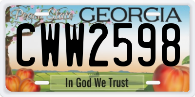 GA license plate CWW2598
