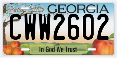 GA license plate CWW2602