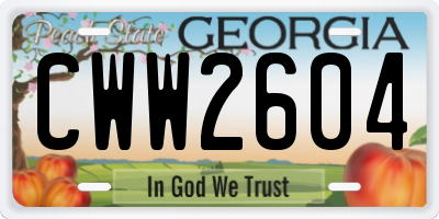 GA license plate CWW2604
