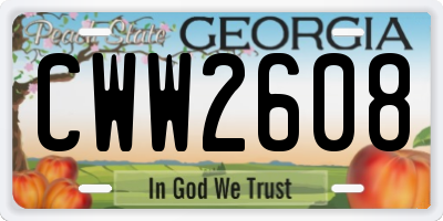 GA license plate CWW2608