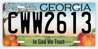 GA license plate CWW2613
