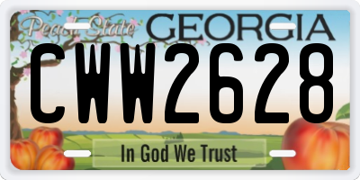 GA license plate CWW2628