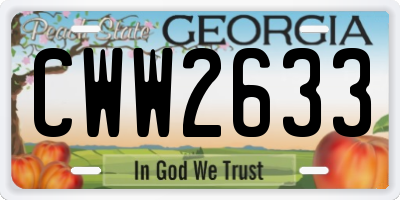 GA license plate CWW2633