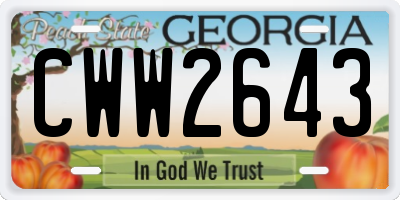 GA license plate CWW2643
