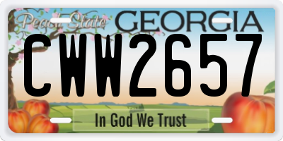 GA license plate CWW2657