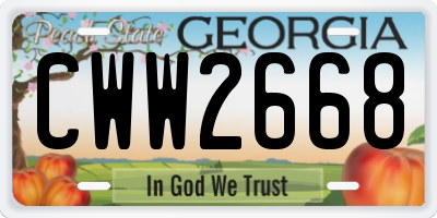 GA license plate CWW2668