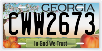 GA license plate CWW2673