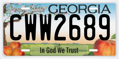GA license plate CWW2689