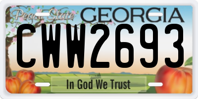 GA license plate CWW2693