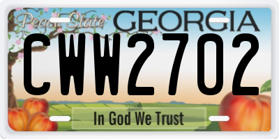 GA license plate CWW2702