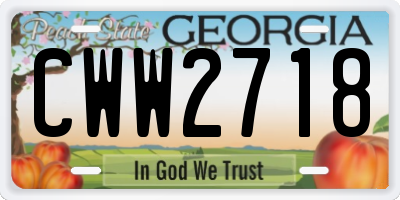 GA license plate CWW2718
