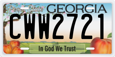 GA license plate CWW2721