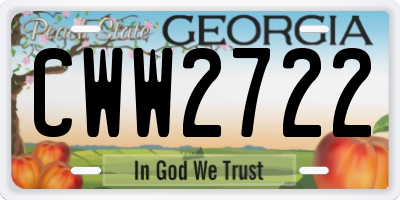GA license plate CWW2722