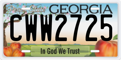 GA license plate CWW2725