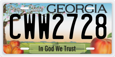GA license plate CWW2728