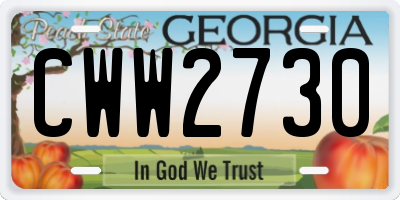 GA license plate CWW2730