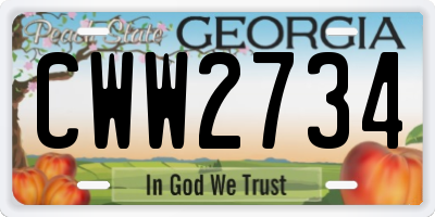GA license plate CWW2734