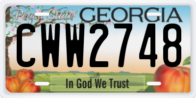GA license plate CWW2748