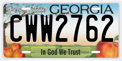GA license plate CWW2762