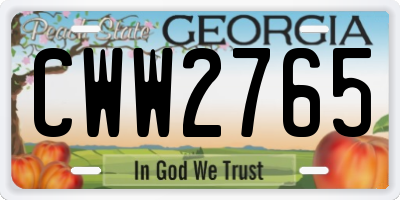 GA license plate CWW2765