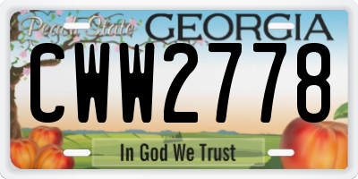 GA license plate CWW2778