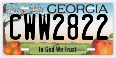 GA license plate CWW2822