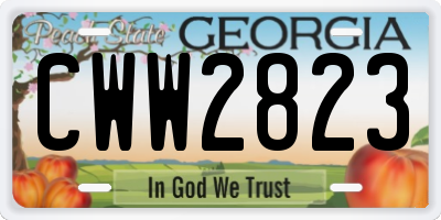GA license plate CWW2823