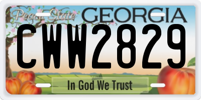 GA license plate CWW2829