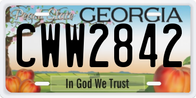 GA license plate CWW2842