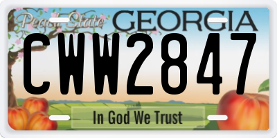 GA license plate CWW2847